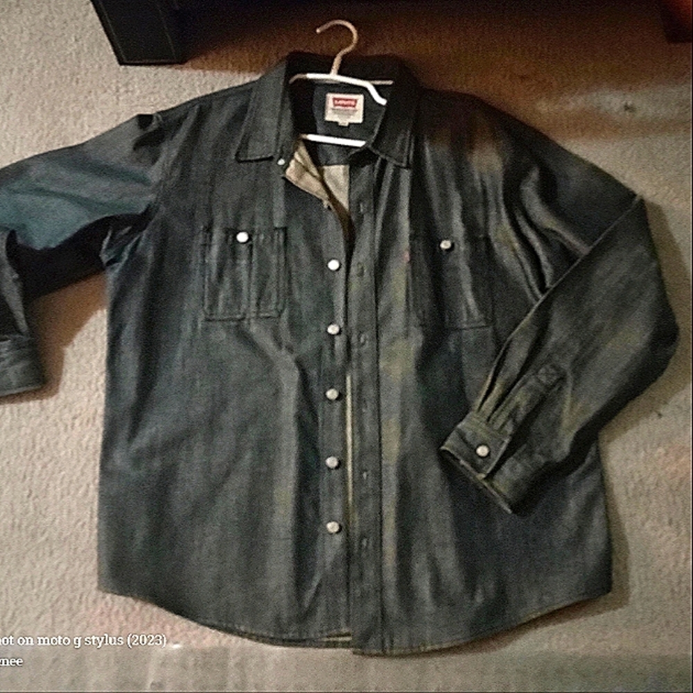 LEVI'S Mens button up Jean Long Sleeve SHIRT JACKET XXL. DARK DENIM